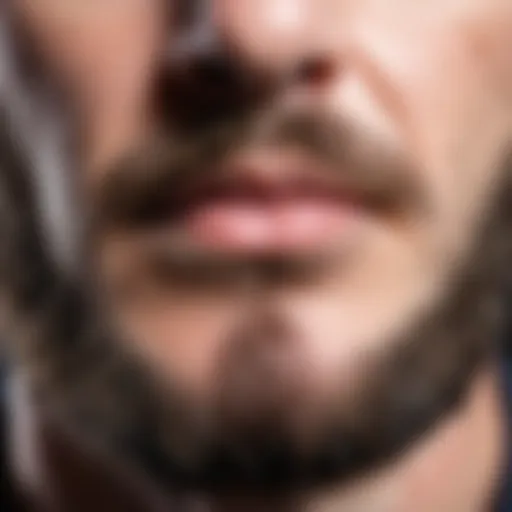 Close-up of a patchy beard showing signs of hair loss.