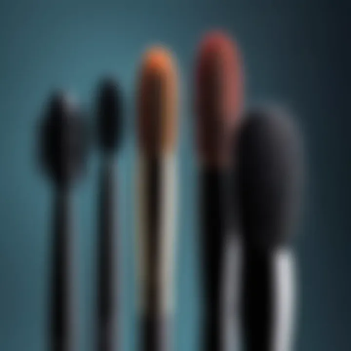 Comparison of mascara brush types on a stylish background