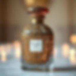 A captivating perfume bottle adorned with intricate designs