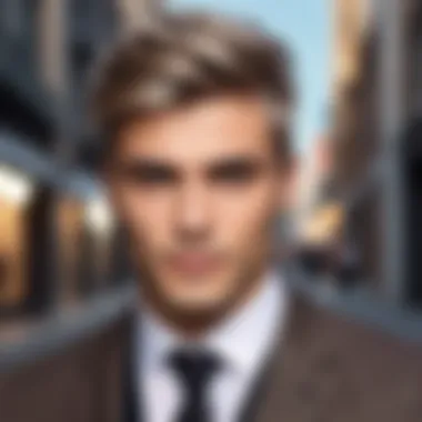 Modern Expression of Ash-Colored Hair A stylish man showcasing ash-colored hair in a modern urban setting.