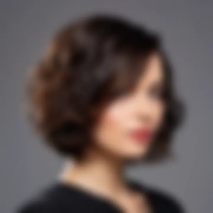 Stylish asymmetrical bob for curly locks