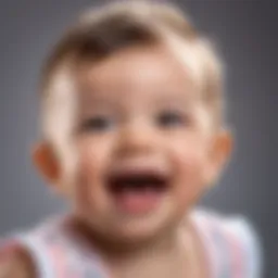 A serene baby with freshly cut hair, showcasing a joyful expression.