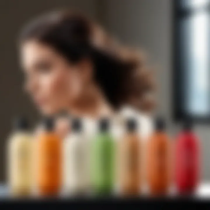 A variety of shampoo bottles tailored for different hair types