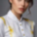 Elegant white clothing with visible yellow stains