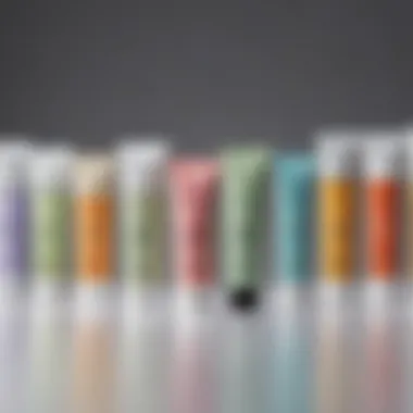 An elegant display of various blemish balm tubes showcasing diverse packaging designs.