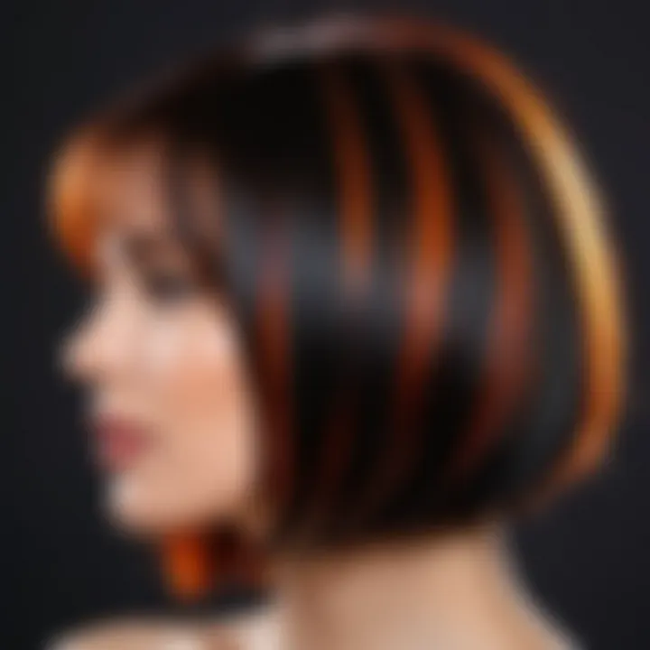 Stylish bob cut with vibrant color highlights