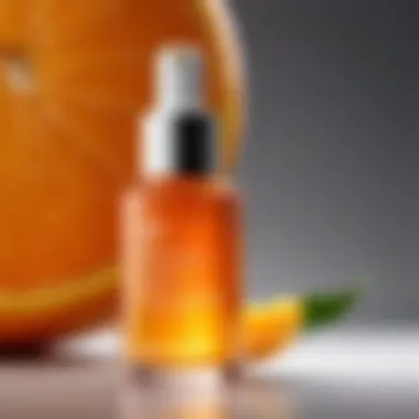 Close-up of a luxurious serum bottle enriched with Vitamin C