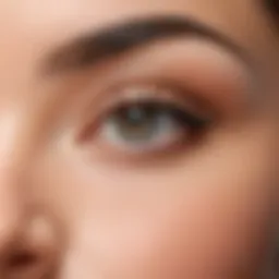 Close-up of well-groomed eyebrows with a sheen