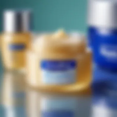 Vaseline jar next to beauty products with a soft focus background