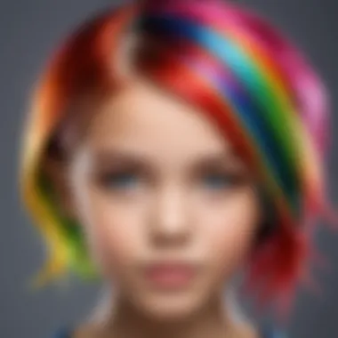 A vibrant hairstyle with colorful highlights for kids