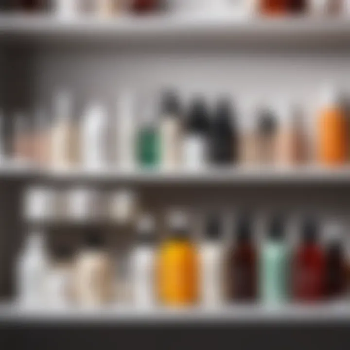 An organized skincare shelf showcasing a variety of products