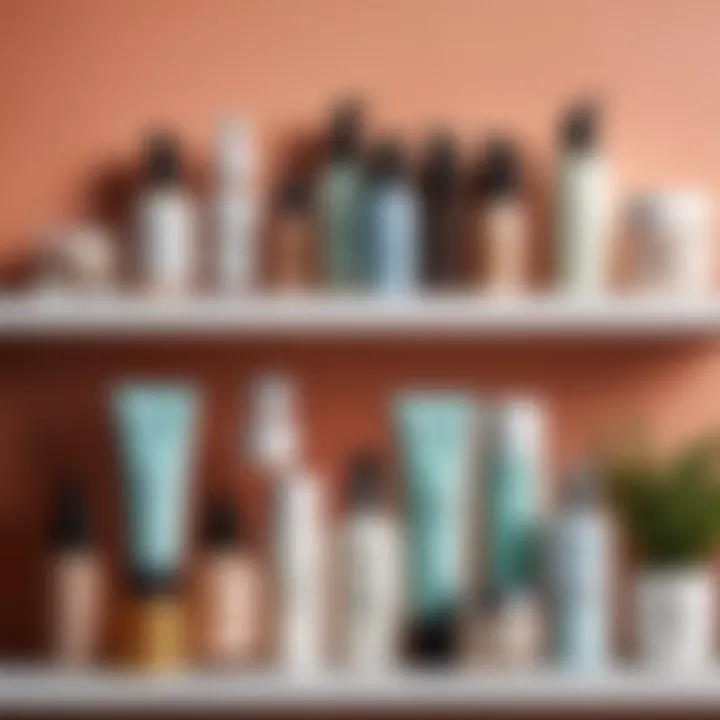 An inviting skincare shelf with various beauty products