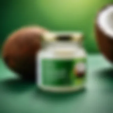 Coconut oil jar with a vibrant green background