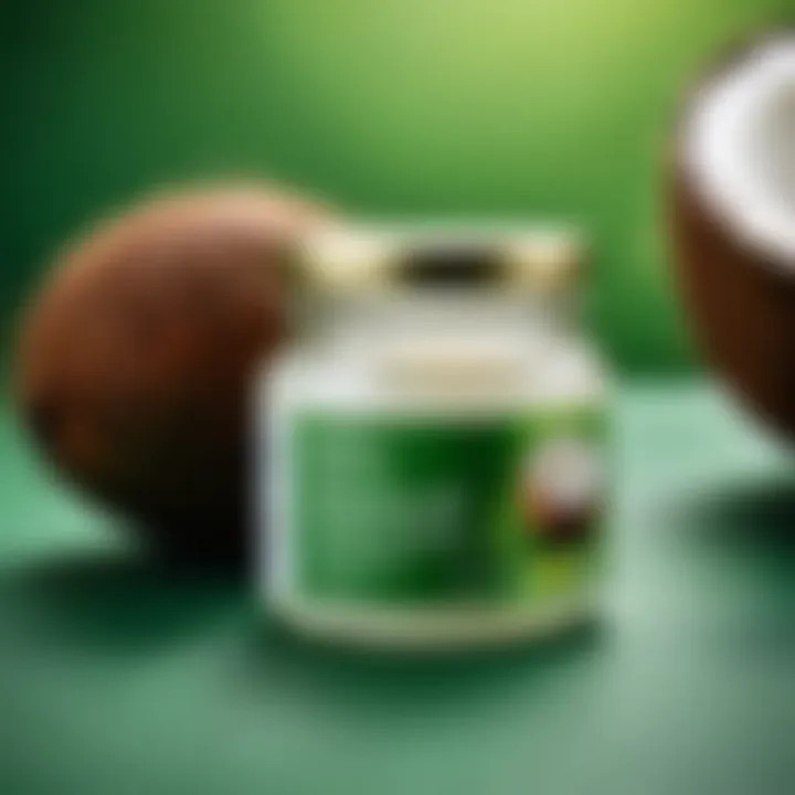 Coconut oil jar with a vibrant green background