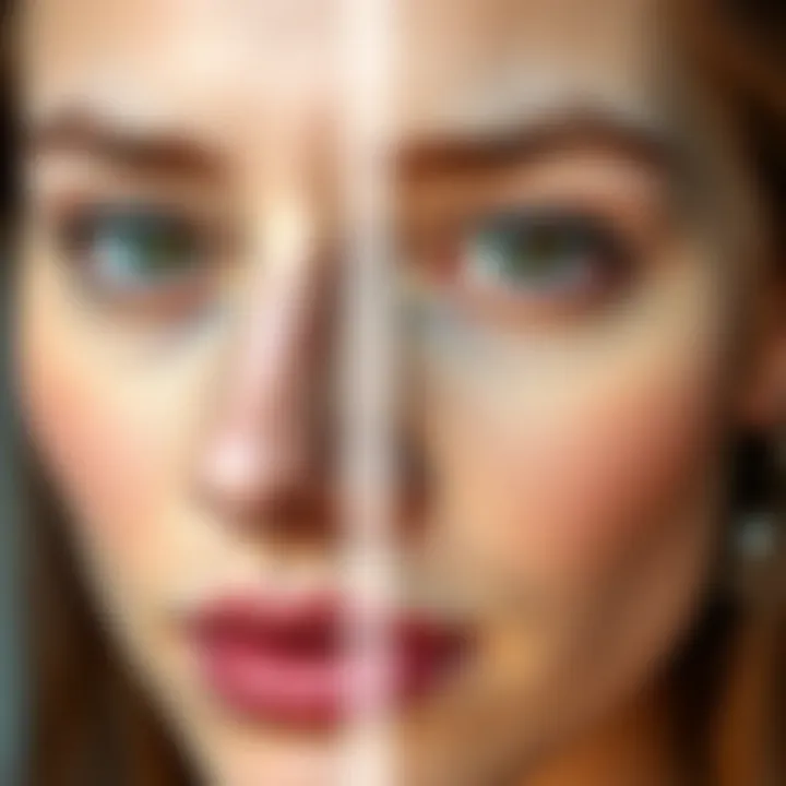Before and after image demonstrating the effect of correctors on dark circles
