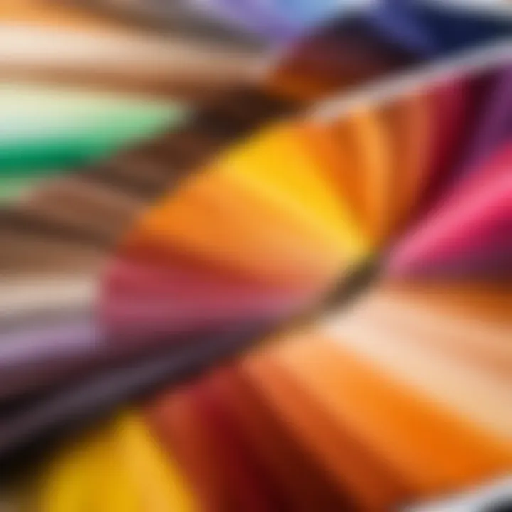 Close-up of different hair colors on a color wheel