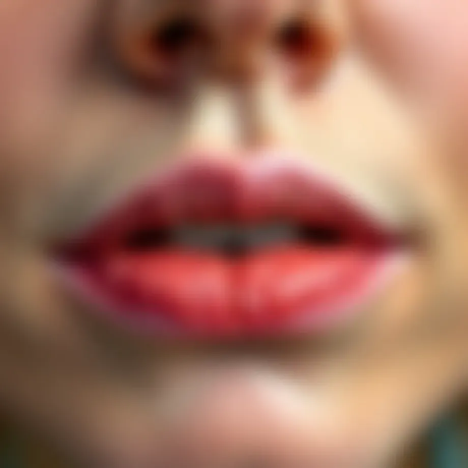 Close-up of chapped lips showing dryness