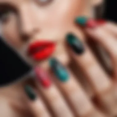 Striking Geometric Nail Designs Bold geometric patterns on long acrylic nails