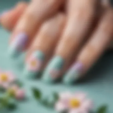 Intricate floral nail art with pastel tones