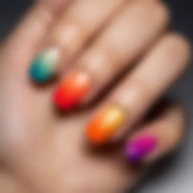 Eye-Catching Ombre Nail Design Vibrant ombre nails with a blend of colors