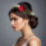 Elegant half-up hairstyle adorned with floral accessories for an engagement