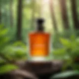 A captivating fragrance bottle surrounded by nature