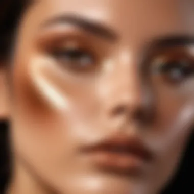 Close-up of a model with expertly blended bronzer and highlighter