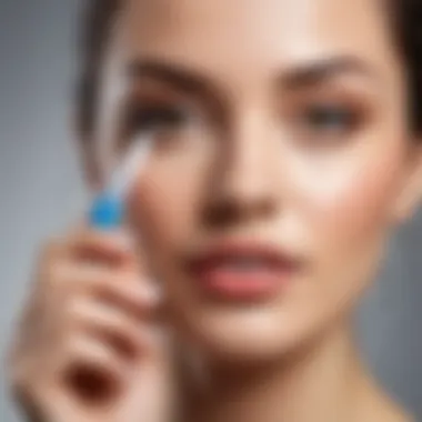 Close-up of a person using a cuticle remover solution