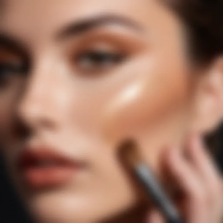 Makeup artist applying foundation with a brush