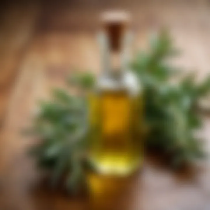 An elegant display of rosemary and olive oil on a wooden surface, representing their synergy.