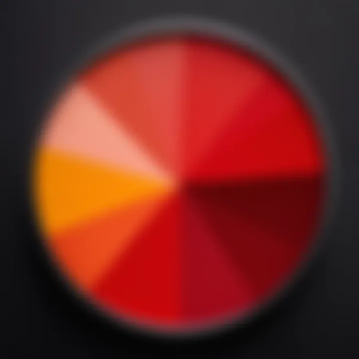 Color wheel featuring cold red and complementary shades