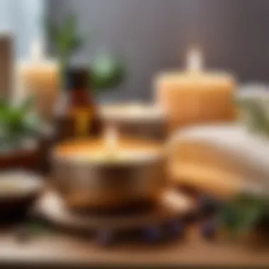 Holistic Self-Care for Skin Wellness A serene self-care setup with candles and essential oils for skin wellness