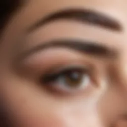 Close-up view of natural eyebrow hair growth patterns