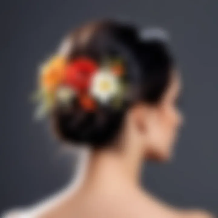 A stunning updo decorated with floral accents for a special occasion