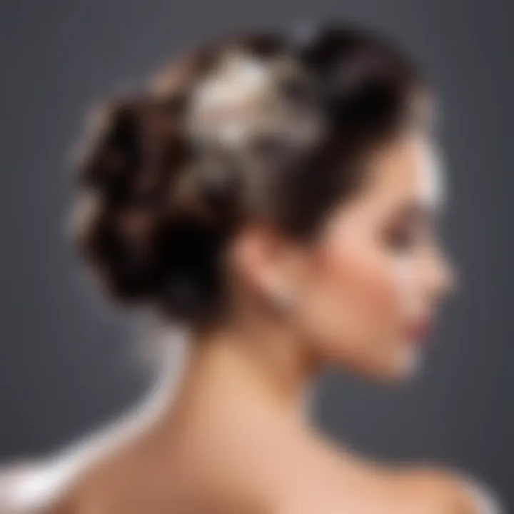 Sophisticated updo adorned with hair accessories