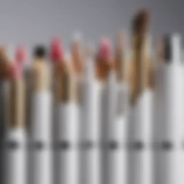 Artistic arrangement of cosmetic tools including white pencils