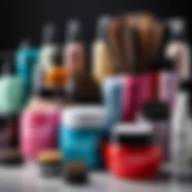 An elegant display of hair styling products including powders