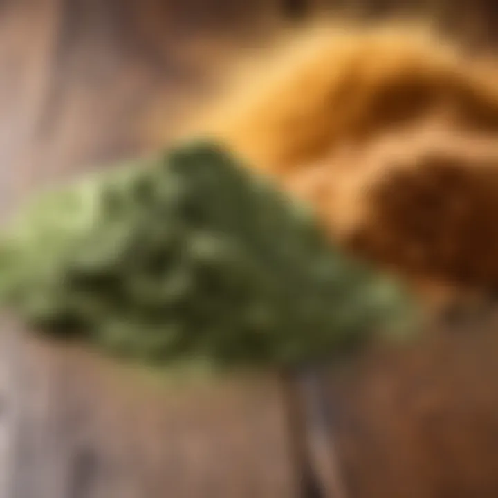 Close-up of hair powder texture on a wooden surface