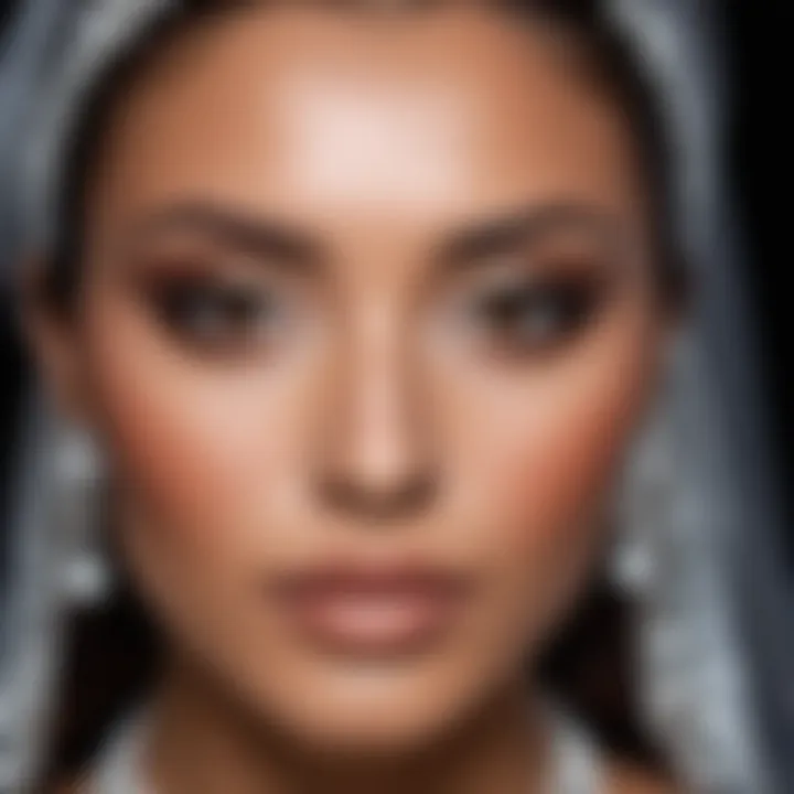 Elegant dark-skinned bride showcasing a flawless makeup look