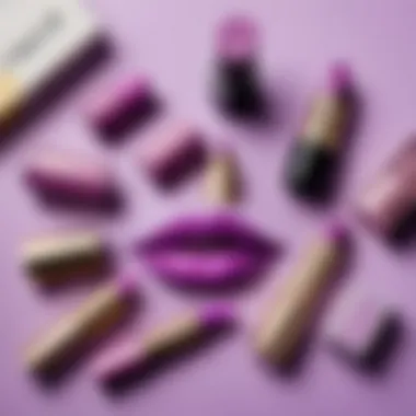 Flat Lay of Light Purple Lipstick with Accessories A beautifully arranged flat lay of light purple lipstick alongside fashion accessories.