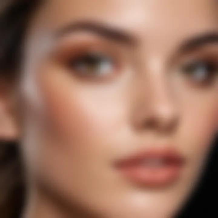 Close-up of perfect skin after applying foundation