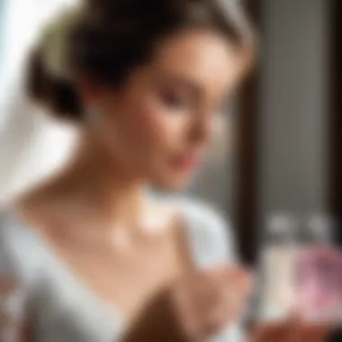 Bride selecting fragrance before wedding ceremony