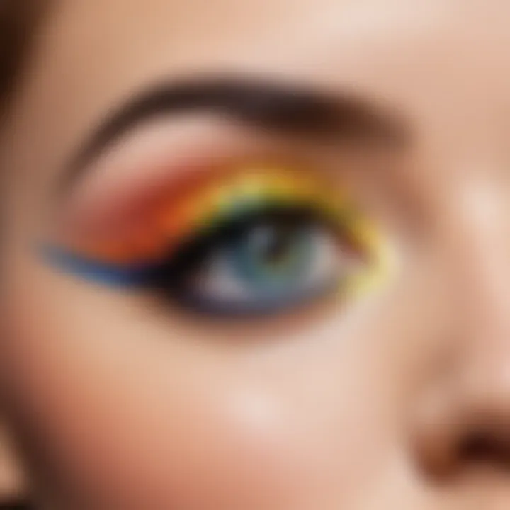 Creative use of colored eyeliners to enhance eye features.