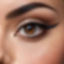 Close-up of eye makeup showcasing eyeliner precision