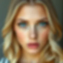 A captivating portrait of a person with blonde hair and blue eyes, emphasizing unique beauty.
