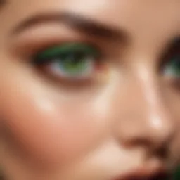 Close-up of captivating green eyes reflecting natural beauty