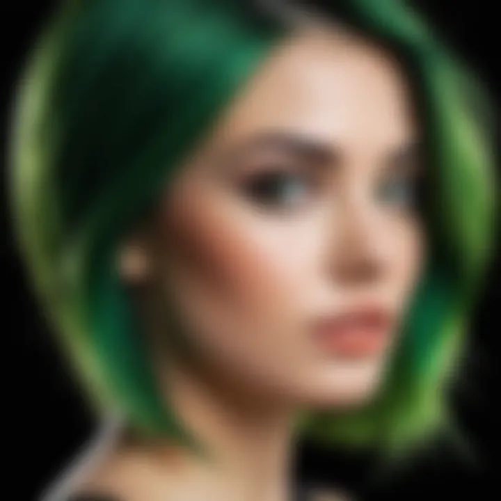 Vibrant green hair tips showcasing a unique hairstyle