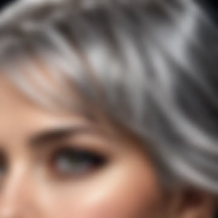 A close-up of gray hair showcasing its unique texture and shine