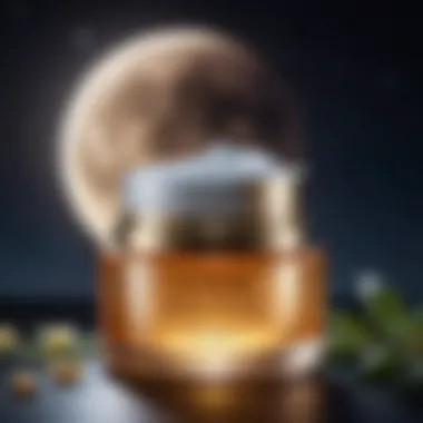 A serene night scene with a glowing moon and a calm atmosphere, representing nighttime skincare.