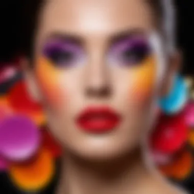 Artful makeup arrangement showcasing vibrant colors